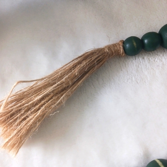 Boho Wooden Round Bead Garland w/ Jute Tassels - Picture 7 of 13